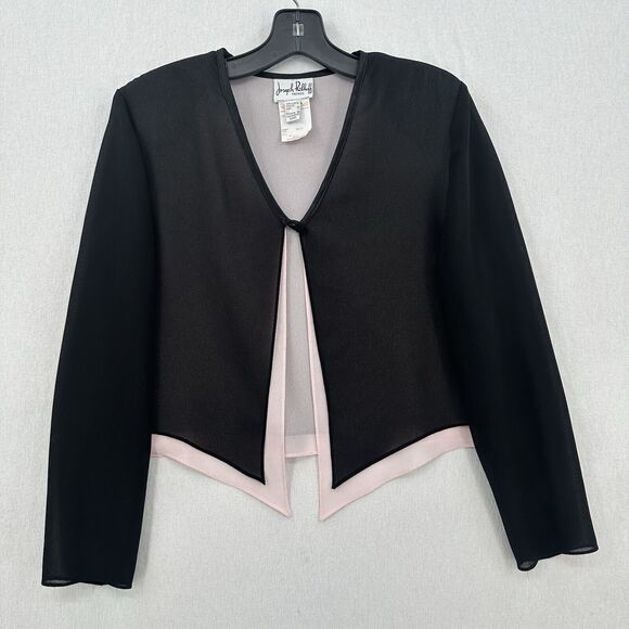 Joseph Ribkoff Top Women 8 Black Pink Sheer Layer Overlay Cover OldMoney Y2K EUC - Picture 1 of 9